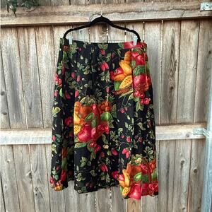 VTG 90s wool SKIRT Size 50 18 GEIGER Austria black fruit print